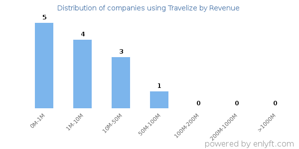 Travelize clients - distribution by company revenue